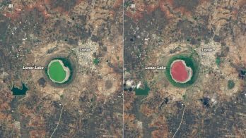 India crater lake that's up to 50,000 years old just mysteriously turned pink
