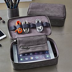 On The Go Leather Tech Organizer